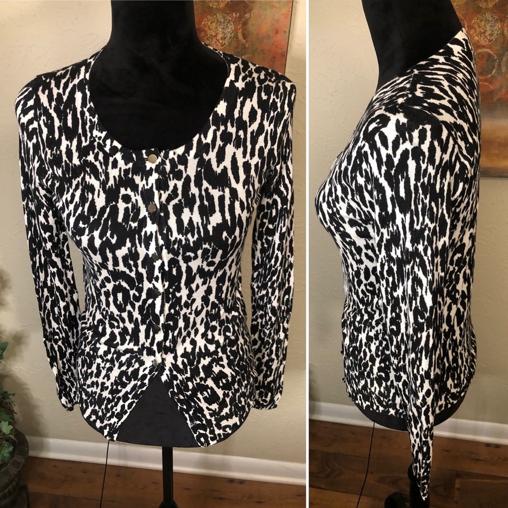 Premise Leopard Print Button Front Cardigan Small - image 1